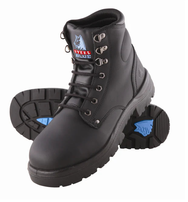 Steel Blue Argyle Leather Lace Up Safety Boot