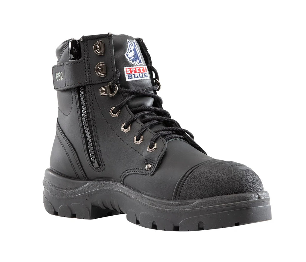 Steel Blue Argyle Zip Side Safety Boot with Scuff Cap