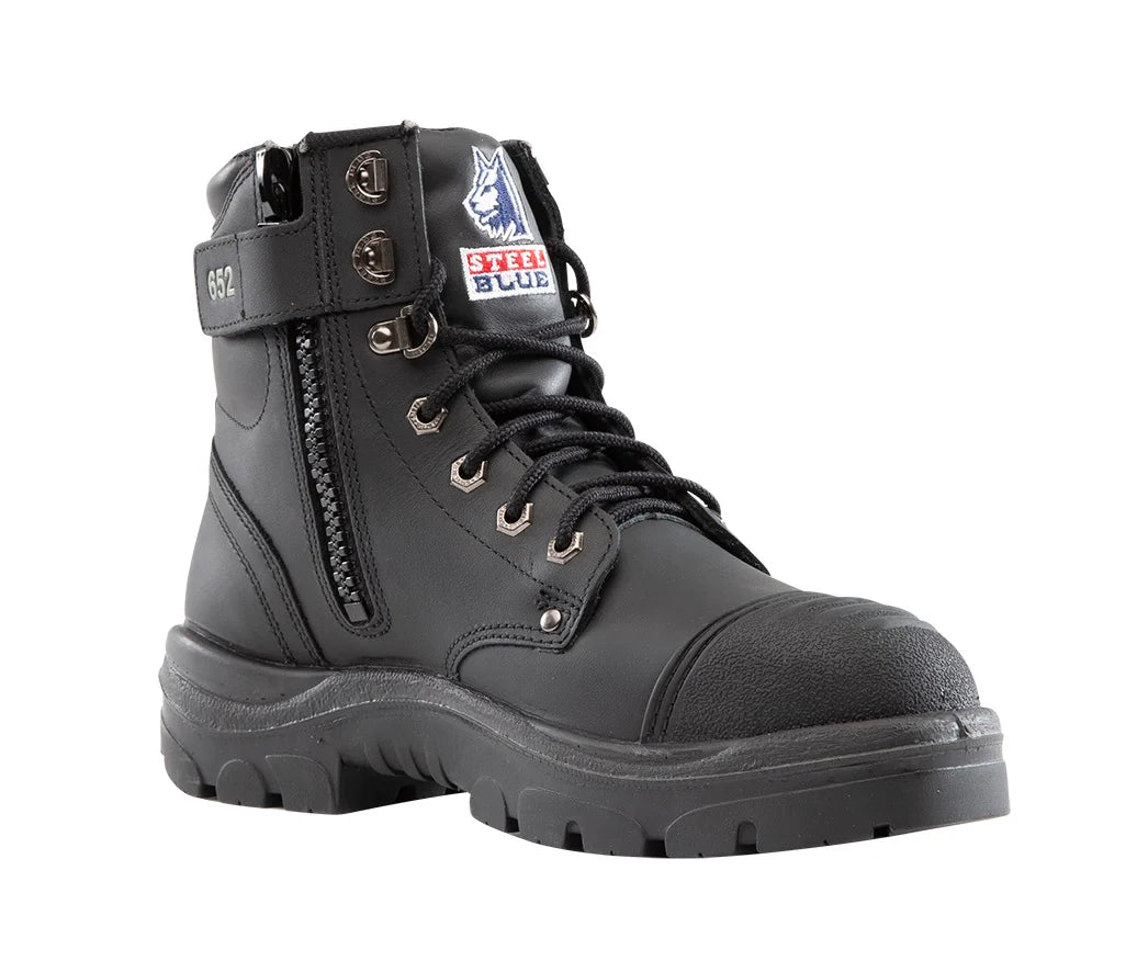 Steel Blue Argyle Zip Side Safety Boot with Scuff Cap