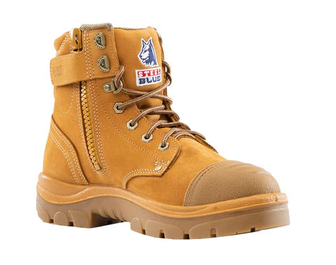Steel Blue Argyle Zip Side Safety Boot with Scuff Cap