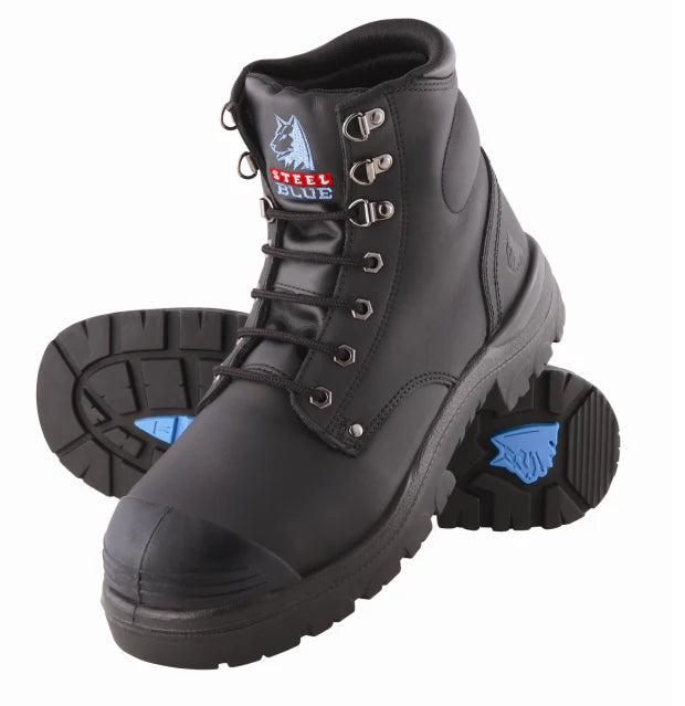 Steel Blue Argyle Lace Up Safety Boot with Bump Cap