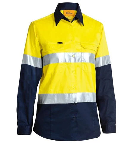 Bisley Womens Long Sleeve Hi Vis Taped Drill Shirt