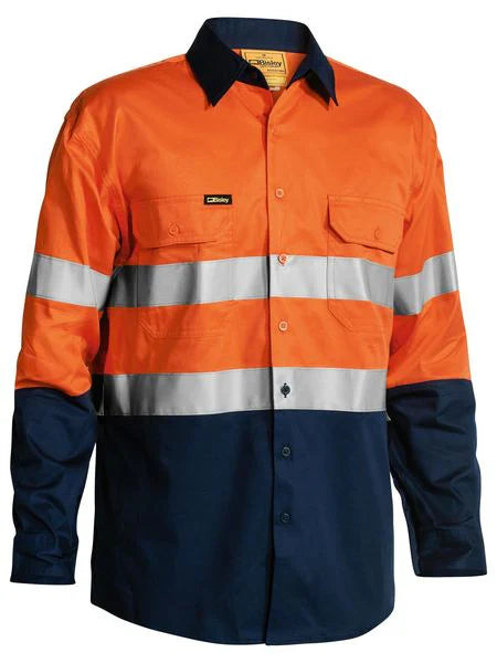 Bisley Hi Vis Taped Cool Lightweight Long Sleeve Shirt