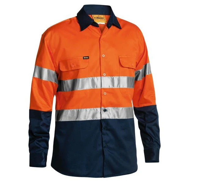 Bisley Hi Vis Taped Long Sleeve Drill Shirt