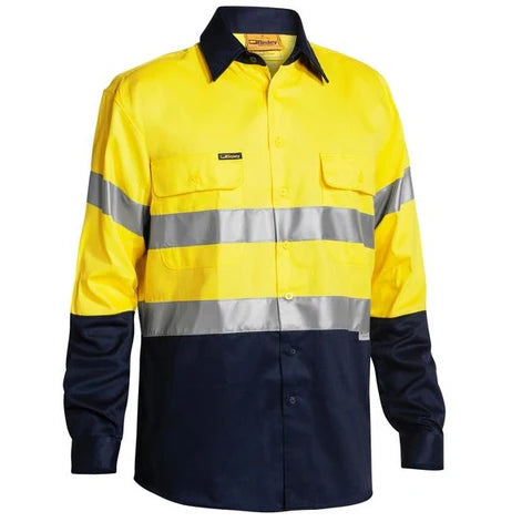 Bisley Hi Vis Taped Long Sleeve Drill Shirt