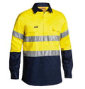Bisley Hi Vis Taped Closed Front Long Sleeve Drill Shirt
